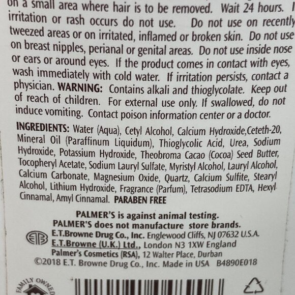 Palmer's Hair Remover Sensitive Skin 8oz New Cocoa Butter Formula Vitamin E - Picture 5 of 9